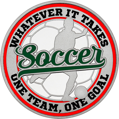 Dark Green "Soccer" with Red Outer Circular Borders